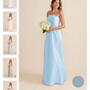 Scalloped Strapless Blue Dress